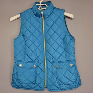 St Johns Bay Vest Womens L Blue Puffer Zip Front Pockets Outdoor Casual Comfort